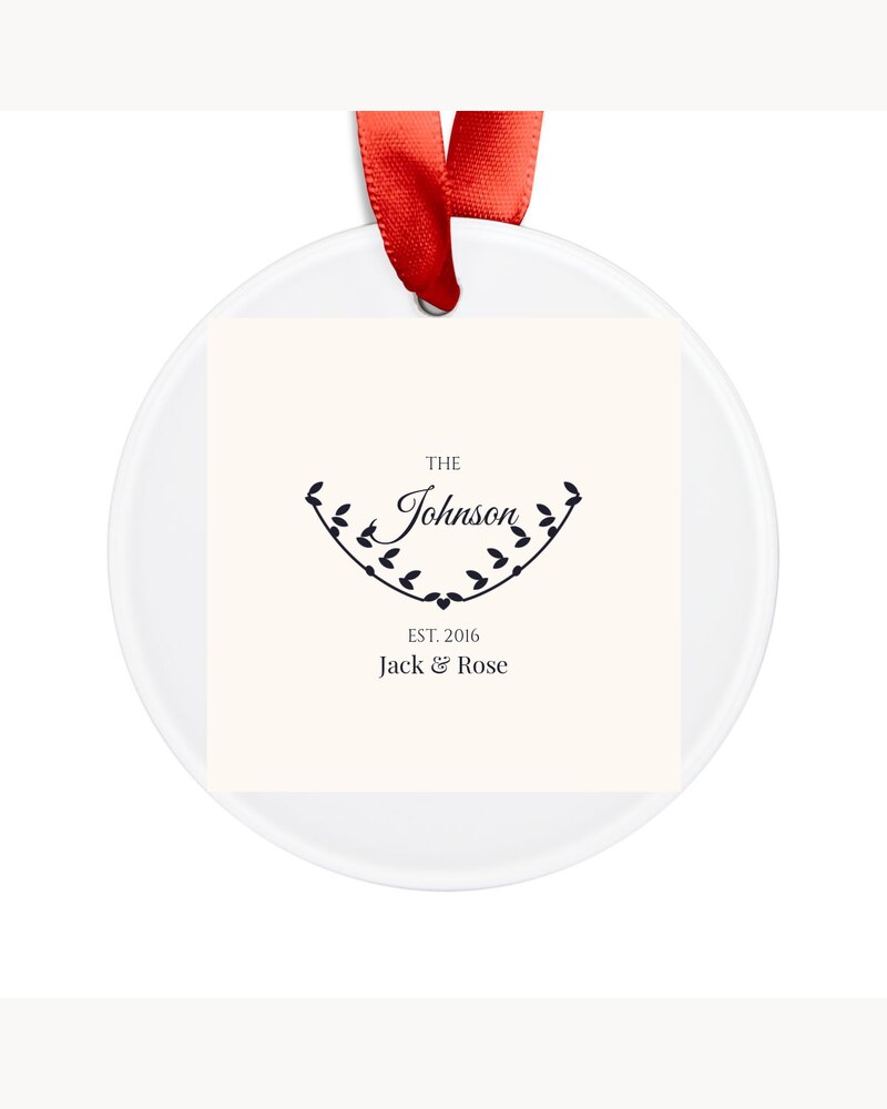 Ornaments: Custom Family Last Name Established Sign Ornament - Personalized Wedding Anniversary Housewarming Gifts For Couples, Family - Established With Love