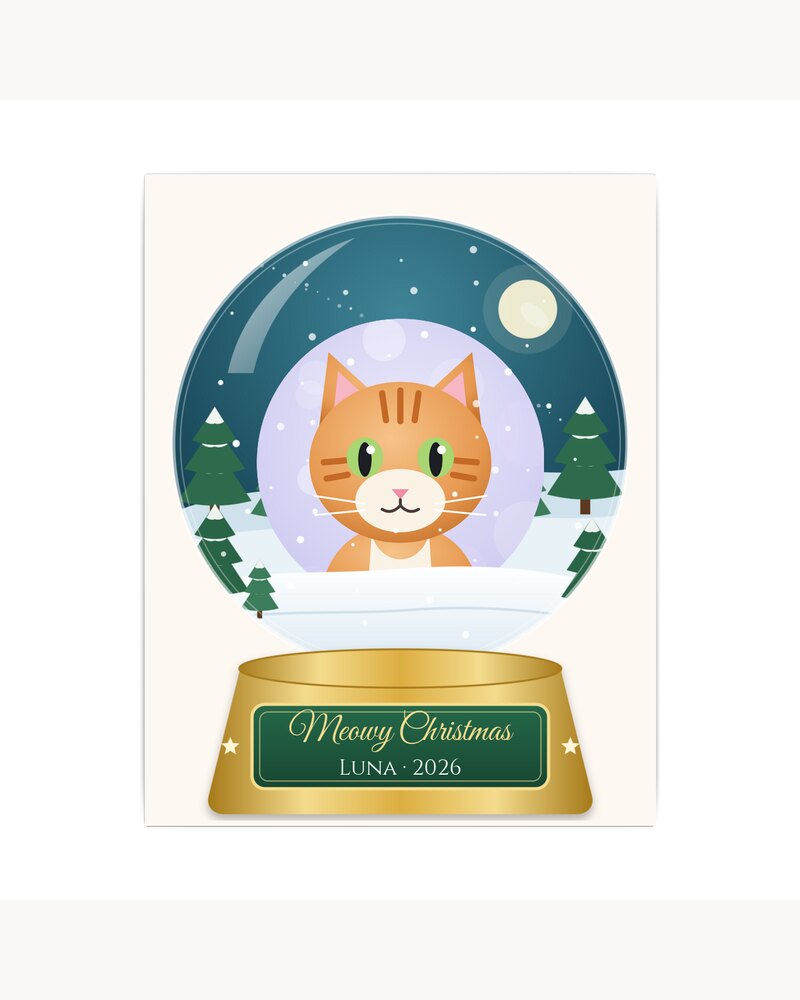 Canvas Prints: Custom Photo Cat Meowy Christmas Snow Globe Canvas - Personalized Christmas Gifts For Cat Lovers, Cat Moms And Dads - Meowy Christmas