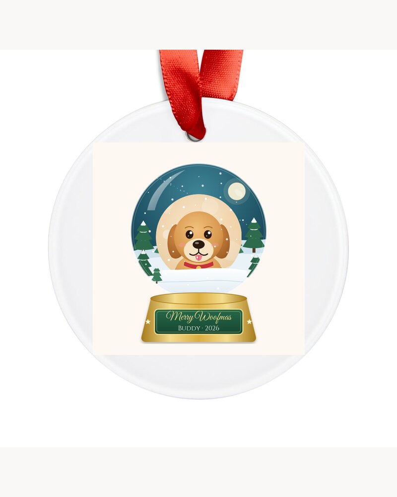 Custom Photo Dog Merry Woofmas Snow Globe Ornament - Personalized Christmas Gifts For Dog Lovers, Dog Moms And Dads - Merry Woofmas