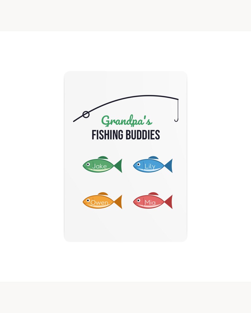 Metal Signs: Grandpa's Fishing Buddies Kids Names Metal Sign - Personalized Father's Day Birthday Christmas Gifts For Grandpa, Dad, Papa - Reel Cool Grandpa