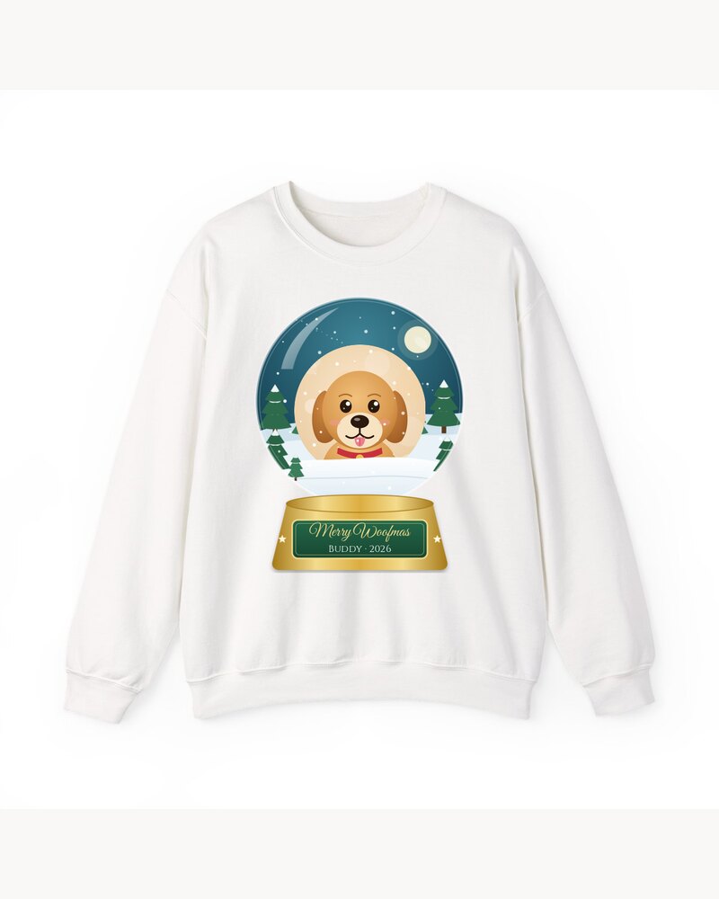 Custom Photo Dog Merry Woofmas Snow Globe Sweatshirt - Personalized Christmas Gifts For Dog Lovers, Dog Moms And Dads - Merry Woofmas