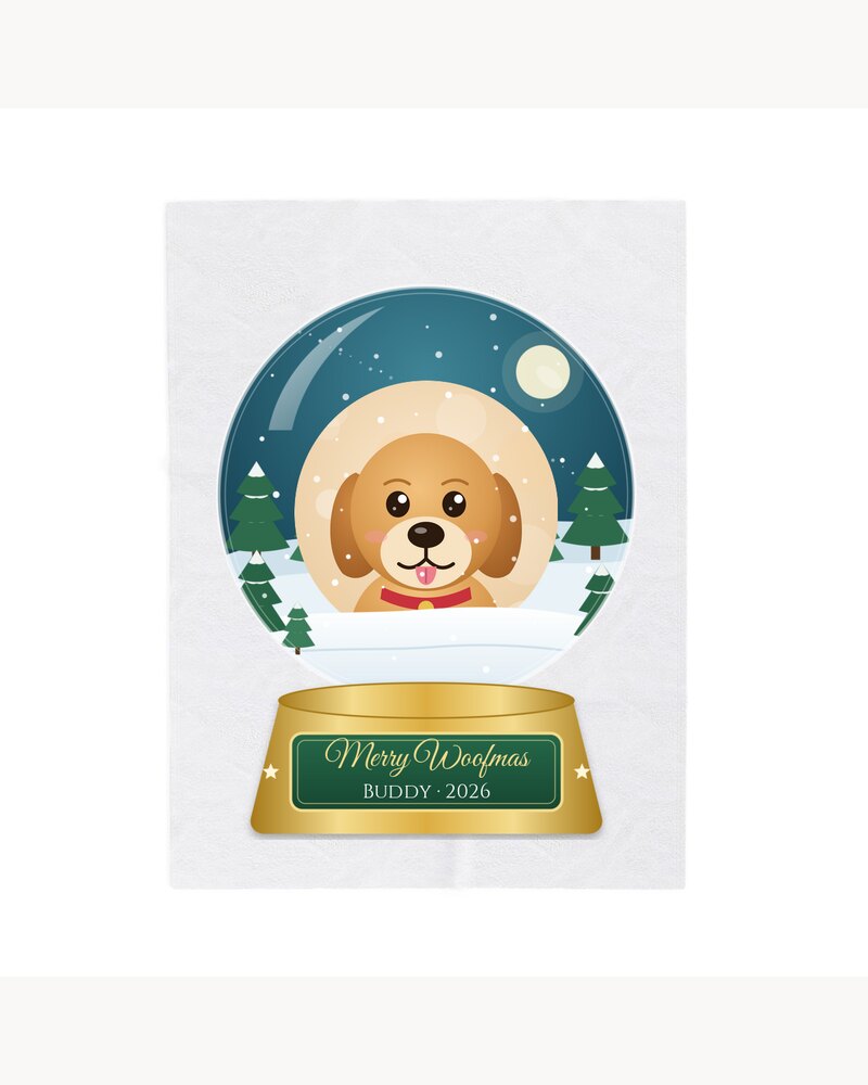 Blankets: Custom Photo Dog Merry Woofmas Snow Globe Blanket - Personalized Christmas Gifts For Dog Lovers, Dog Moms And Dads - Merry Woofmas