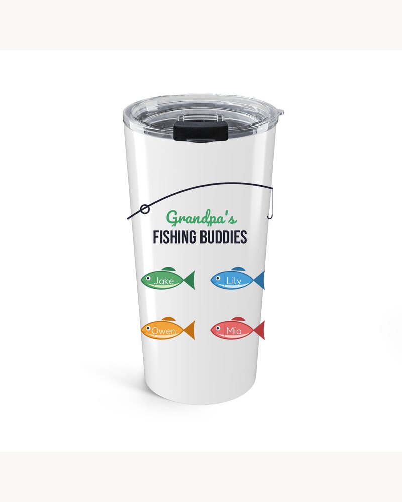 Tumblers: Grandpa's Fishing Buddies Kids Names Tumbler - Personalized Father's Day Birthday Christmas Gifts For Grandpa, Dad, Papa - Reel Cool Grandpa