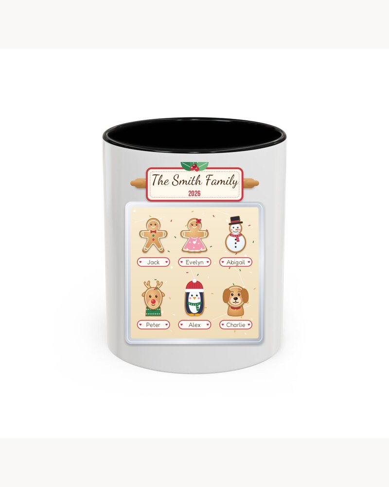 Accent Mugs: Custom Christmas Cookie Family Accent Mug - Personalized Christmas Gifts For Family, Mom, Grandma, Kids - Sweetest Family In The World
