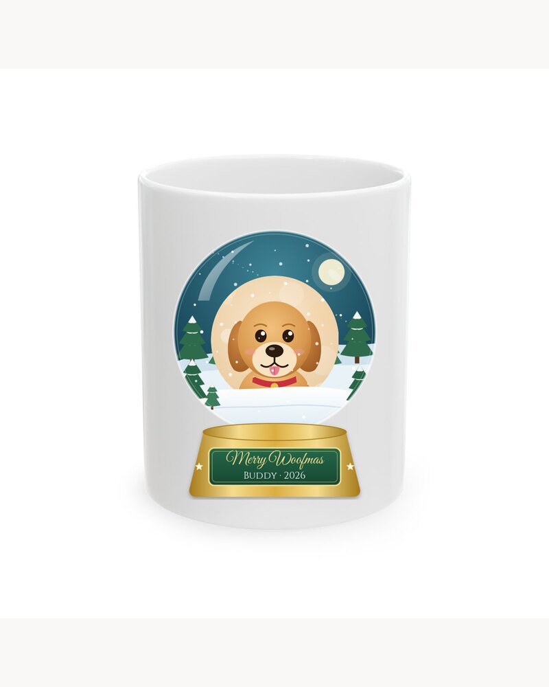 Custom Photo Dog Merry Woofmas Snow Globe Mug - Personalized Christmas Gifts For Dog Lovers, Dog Moms And Dads - Merry Woofmas