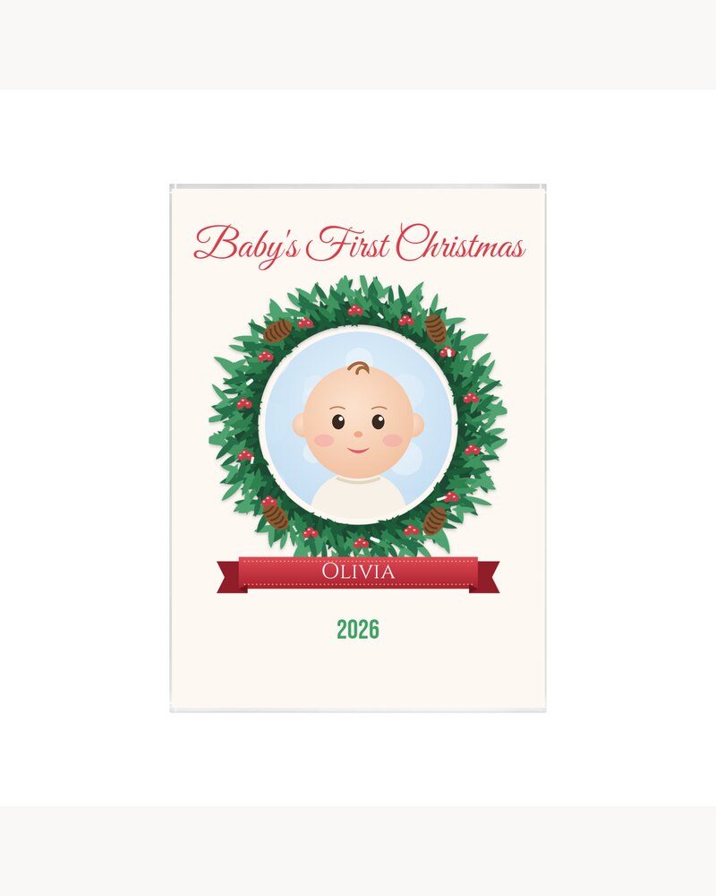 Acrylic Plaques: Custom Photo Baby's First Christmas Acrylic Plaque - Personalized Christmas Gifts For New Parents, New Moms, Grandparents - Baby's First Christmas