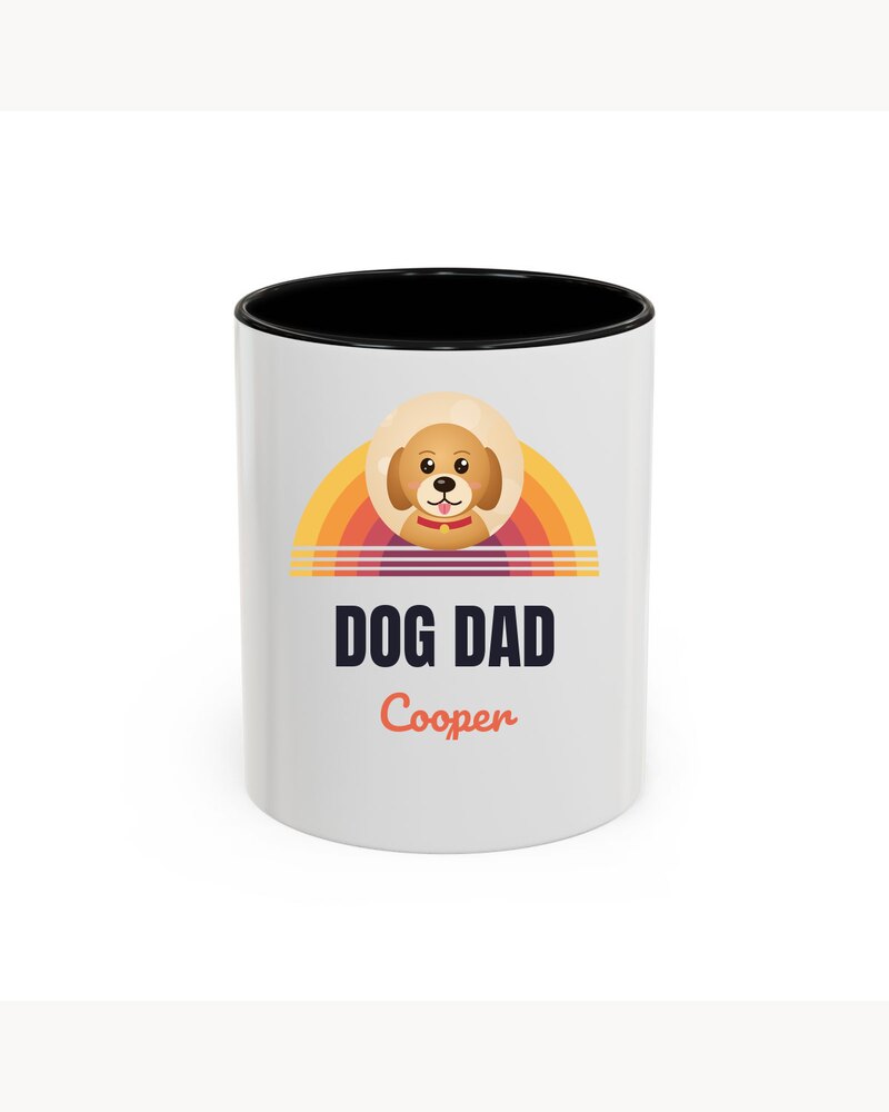 Accent Mugs: Custom Photo Retro Sunset Dog Dad Accent Mug - Personalized Father's Day Birthday Gifts For Dog Dads, Dog Moms, Cat Lovers - Dog Dad Vibes