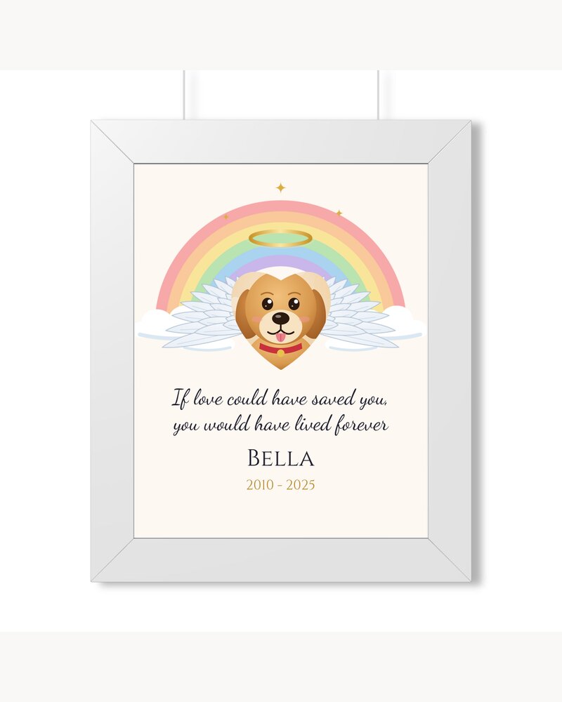 Framed Posters: Custom Photo Rainbow Bridge Pet Memorial Framed Poster - Personalized Pet Memorial Sympathy Gifts For Loss Of Dog, Cat, Pet Lovers - If Love Could Have Saved You