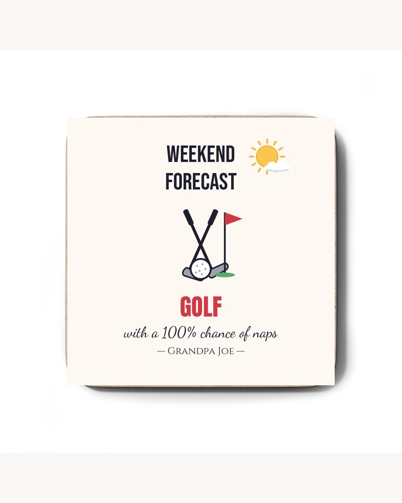 Coasters: Funny Weekend Forecast Hobby Coaster - Personalized Father's Day Birthday Christmas Gifts For Dad, Grandpa, Husband - 100% Chance Of Naps