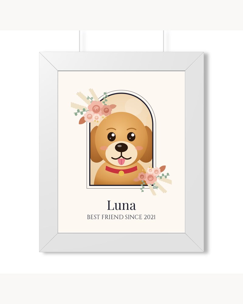 Framed Posters: Custom Photo Pet Boho Arch Portrait Framed Poster - Personalized Birthday Gifts For Dog Lovers, Cat Lovers, Pet Owners - Best Friend Since