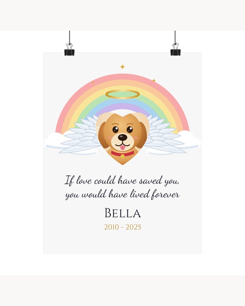 Posters & Wall Art: Custom Photo Rainbow Bridge Pet Memorial Poster - Personalized Pet Memorial Sympathy Gifts For Loss Of Dog, Cat, Pet Lovers - If Love Could Have Saved You