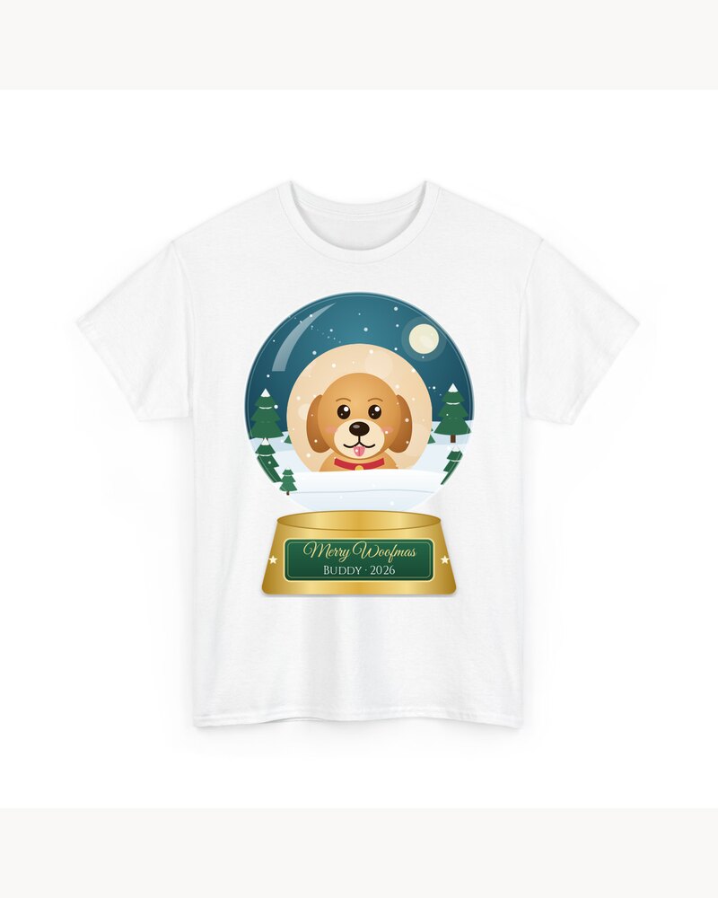 Custom Photo Dog Merry Woofmas Snow Globe T-Shirt - Personalized Christmas Gifts For Dog Lovers, Dog Moms And Dads - Merry Woofmas